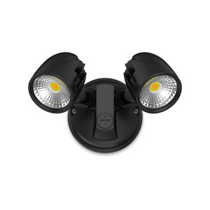 Atom Condor Twin LED Spotlight Flood 23W Tri-Col IP54 Black | 13963