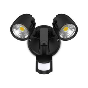 Atom Condor Twin LED Sensor Flood 2x12W Tri-Col IP54 Black | 13965