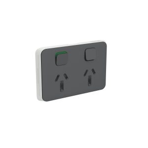 Clipsal Iconic Cover Skin Double GPO Power Point Horizontal 10A Anthracite | 3025C-AN