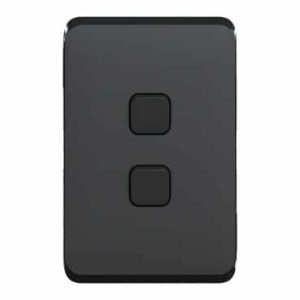 Clipsal Iconic Cover Skin 2 Gang Switch Extra Black | 3042C-XB