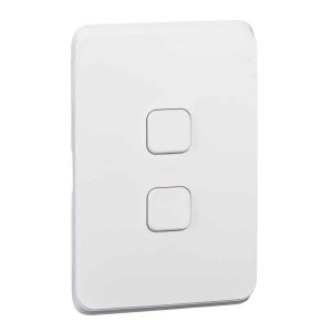 Clipsal Iconic Cover Skin 2 Gang Switch Extra White | 3042C-XW