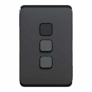 Clipsal Iconic Cover Skin 3 Gang Switch Extra Black | 3043C-XB