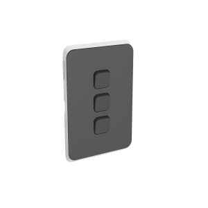 Clipsal Iconic Cover Skin 3 Gang Switch Anthracite | 3043C-AN