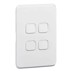 Clipsal Iconic Cover Skin 4 Gang Switch Extra White | 3044C-XW