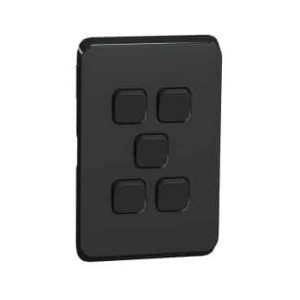 Clipsal Iconic Cover Skin 5 Gang Switch Extra Black | 3045C-XB - Image 2