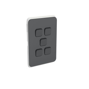 Clipsal Iconic Cover Skin 5 Gang Switch Anthracite | 3045C-AN