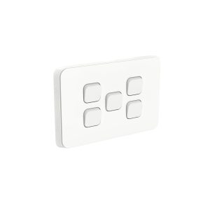 Clipsal Iconic 5 Gang Switch Horizontal 10A Vivid White | 3045HA-VW