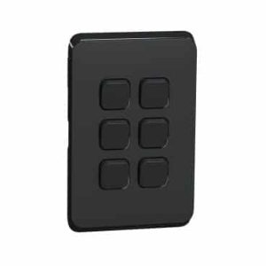 Clipsal Iconic Cover Skin 6 Gang Switch Extra Black | 3046C-XB - Image 2