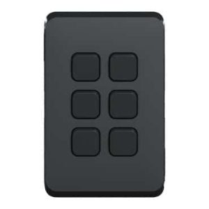 Clipsal Iconic Cover Skin 6 Gang Switch Extra Black | 3046C-XB