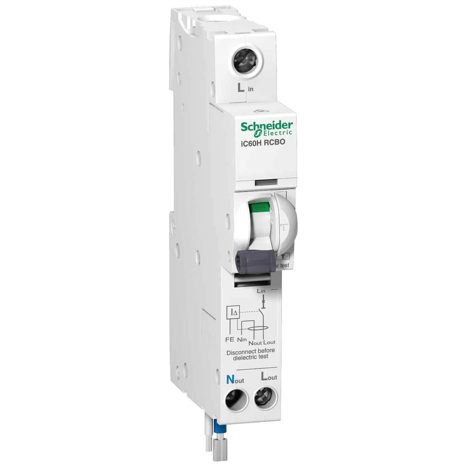 Schneider Acti9 IC60H RCBO 1P+N C Curve 25A 30mA 10kA Type A 240V | A9D11825