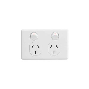Clipsal Classic C2000 Double GPO Power Point Double-Pole Horizontal 10A White Electric | C2025D-WE