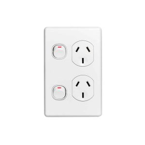 Clipsal Classic C2000 Double GPO Power Point Vertical 10A White Electric | C2025V-WE