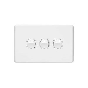 Clipsal Classic C2000 3 Gang Switch Horizontal 10A White Electric | C2033HA-WE