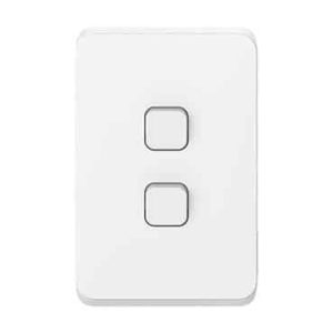 Clipsal Iconic 2 Gang Switch Vertical 10A Extra White | 3042VA-XW