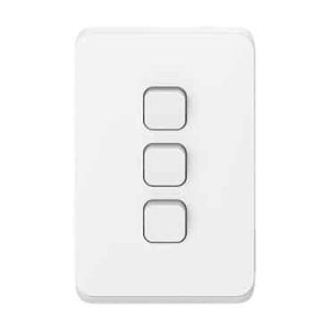 Clipsal Iconic 3 Gang Switch Vertical 10A Extra White | 3043VA-XW