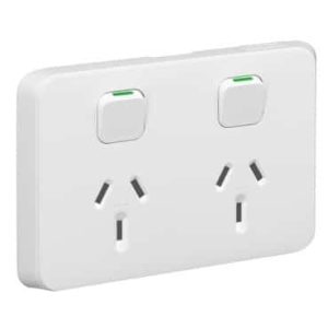 Clipsal Iconic Double GPO Power Point Horizontal 10A Extra White | 3025-XW