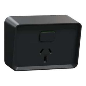 Clipsal Iconic Outdoor Single Switched Outlet 10A Black | O3015-BK