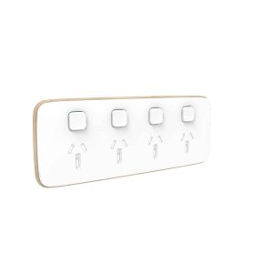 Clipsal Iconic Essence Cover Skin Quad 4 Gang GPO Power Point Horizontal 10A Arctic White | E3015/4C-AW