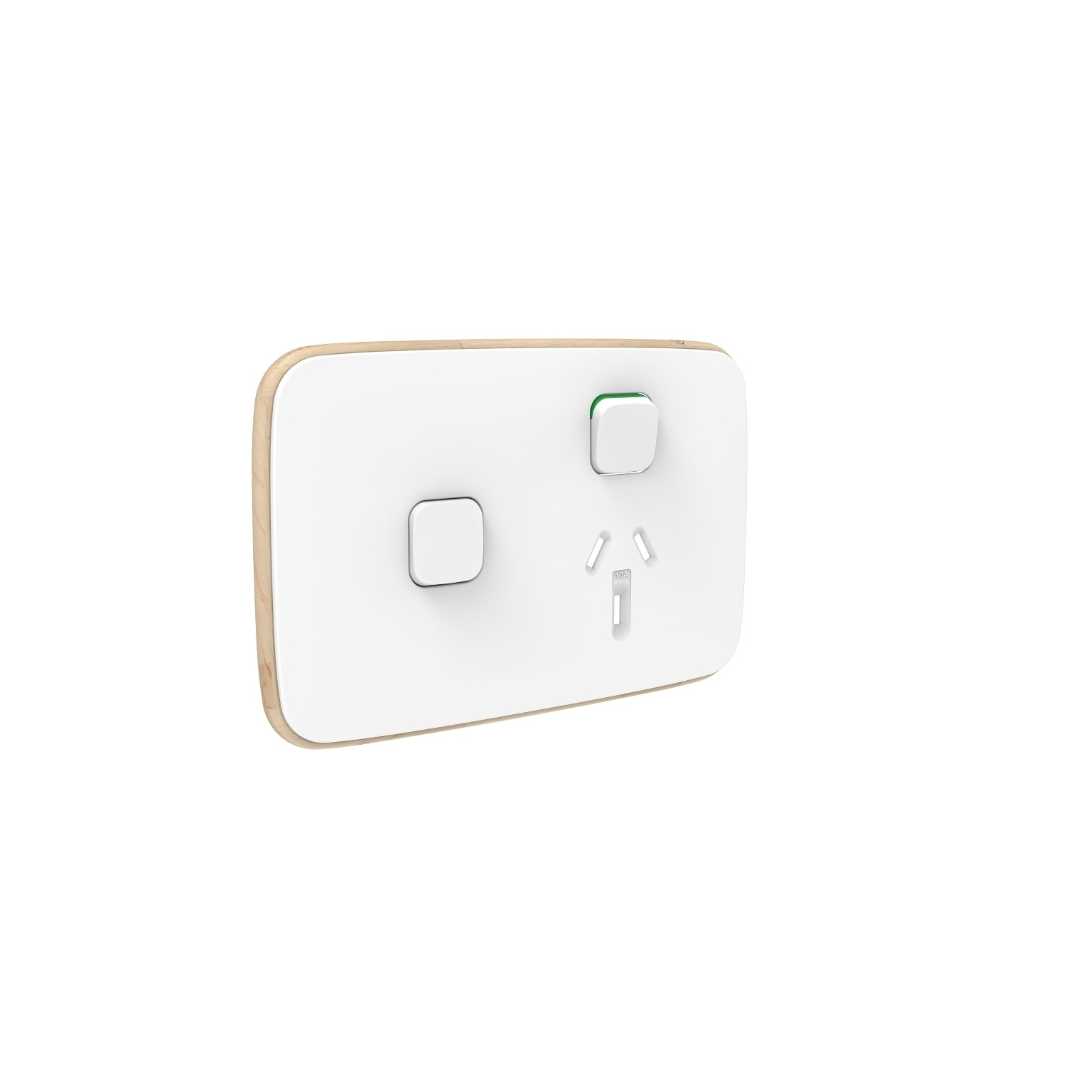 Clipsal Iconic Essence Cover Skin Single GPO Power Point With Extra Switch Horizontal 10A Arctic White | E3015XC-AW