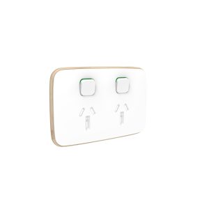 Clipsal Iconic Essence Cover Skin Double GPO Power Point Horizontal 10A Arctic White | E3025C-AW