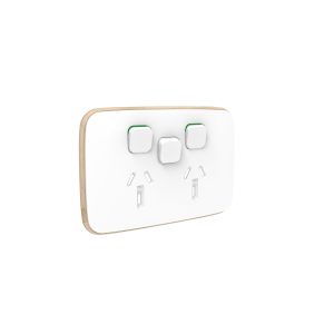 Clipsal Iconic Essence Cover Skin Double GPO Power Point With Extra Switch Horizontal 10A Arctic White | E3025XC-AW