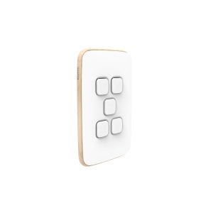 Clipsal Iconic Essence Cover Skin 5 Gang Switch Arctic White | E3045C-AW