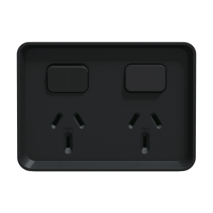 Clipsal Iconic Outdoor Twin Switched Outlet 10A IP54 Black | O3025BK