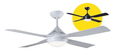 Fantech Trade Quinton Ceiling Fan 48" white With 4 Easy Fix Blades & LED Light | QTN48WH-LED