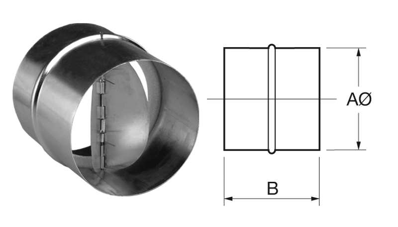 Fantech In-Line Spring Loaded Back Draft Damper 150mm Metal | RSK150