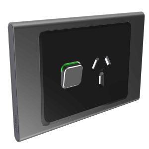 Clipsal Iconic Styl Cover Skin Single GPO Power Point Horizontal 10A Silver Shadow | S3015C-SH