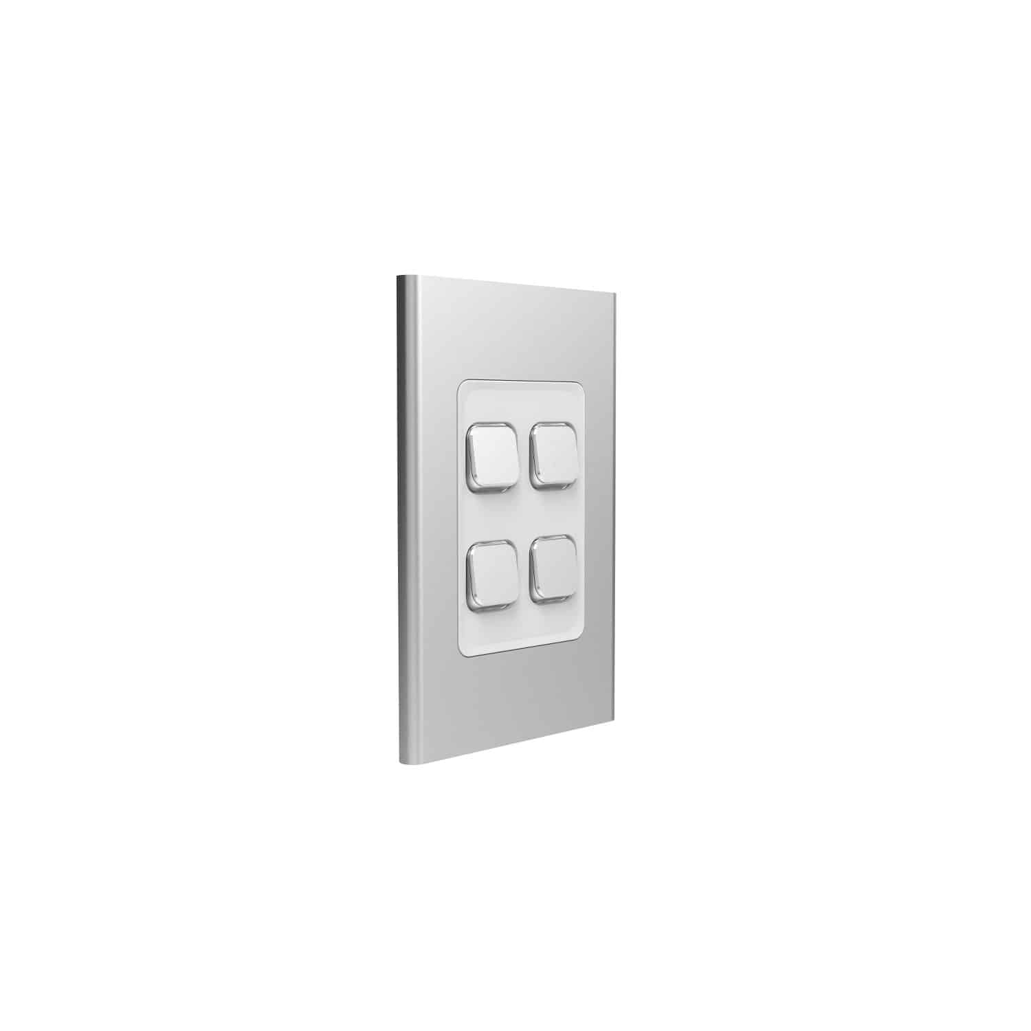 Clipsal Iconic Styl Cover Skin 4 Gang Switch Silver | S3044C-SV