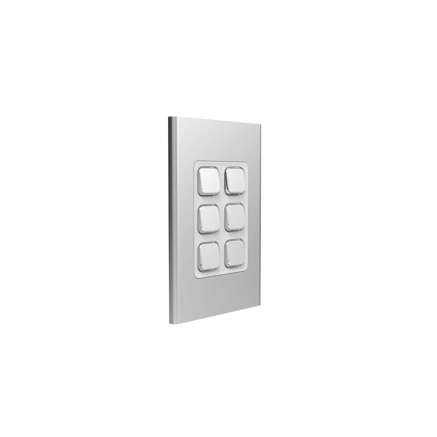 Clipsal Iconic Styl Cover Skin 6 Gang Switch Silver | S3046C-SV