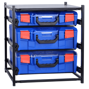 Storage Tek Drawer Frame with 2 x Large + 1 x Small Clear Lid Case | 33SFS2L1SA-BL