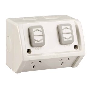 Clipsal Weather Proof IP53 Double GPO Power Point 15A Resistant Grey | WSC227/2/15-RG