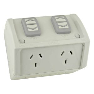 Clipsal Weather Proof IP53 Double GPO Power Point 10A Resistant Grey | WSC227/2-RG
