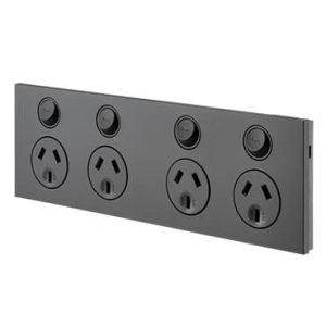 Alternative view of Clipsal Saturn Zen Quad 4 Gang GPO Power Point Horizontal 10A Zen Black | Z4025H2-ZB