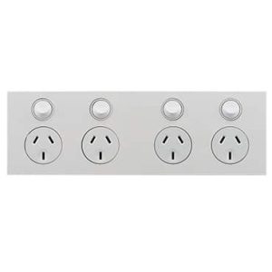 Clipsal Saturn Zen Quad 4 Gang GPO Power Point Horizontal 10A Zen White | Z4025H2-ZW