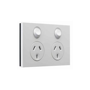 Clipsal Saturn Zen Double GPO Power Point Horizontal 10A Zen White | Z4025-ZW
