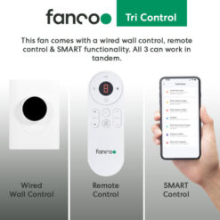 Fanco Eco Silent Deluxe DC Ceiling Fan with Remote & Wall Control - Black 52" | KF1210/202B - Image 3
