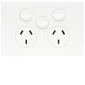 Hager Finesse Double GPO Power Point With Extra Switch Horizontal 10A Matt White | WBQP2XS-MW