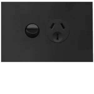 Hager Finesse Single GPO Power Point Horizontal 10A Matt Black | WBQP1S-MB