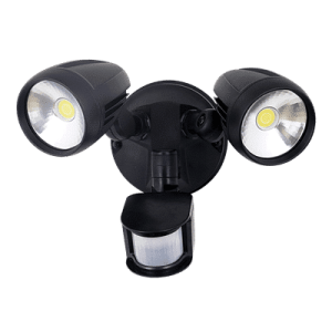 Domus MURO-PRO Twin LED Sensor Flood 2x15W Tri-Col IP54 Black | 25062