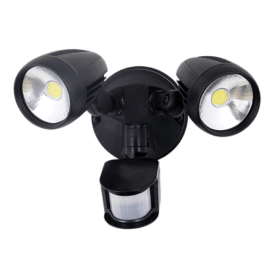 Domus MURO-PRO Twin LED Sensor Flood 2x15W Tri-Col IP54 Black | 25062
