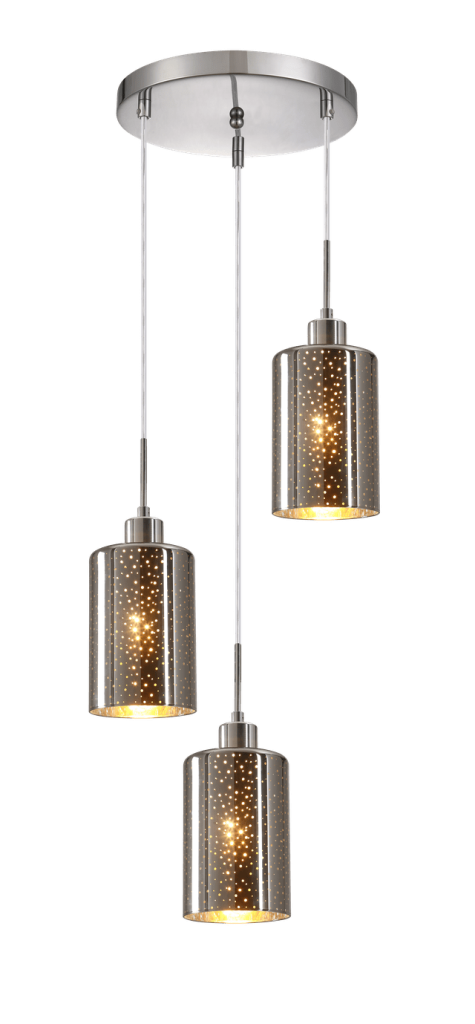 CLA PENDANT ES x 3 72W Chrome Glass with Dotted Effect RND Base | ESPEJO3X3R