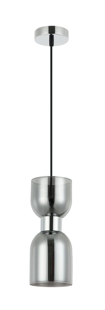 CLA PENDANT ES Smokey Black 2 x Glass Ellipse w/Chrome OD120mm | CLESSIDRA1