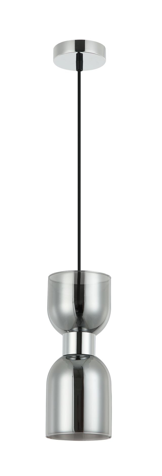 CLA PENDANT ES Smokey Black 2 x Glass Ellipse w/Chrome OD120mm | CLESSIDRA1