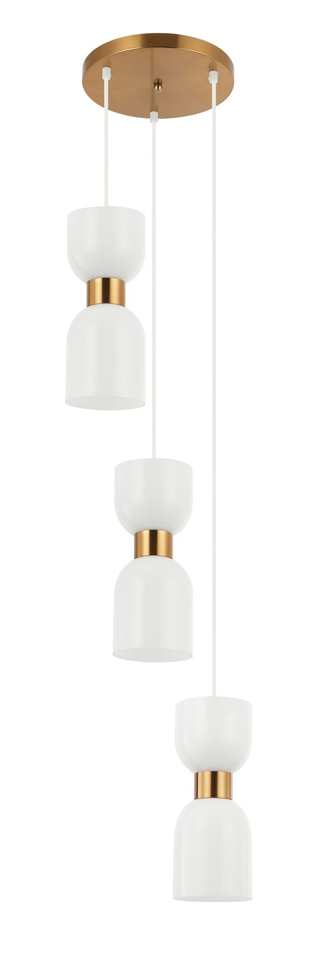 CLA PENDANT ES x 3 Opal 2 x Glass Ellipse w/Brass OD320mm RND Base | CLESSIDRA2X3R
