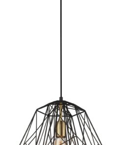CLA PENDANT ES 72W BLK Iron Cage With Antique Brass OD395 x H350 | MARTE1
