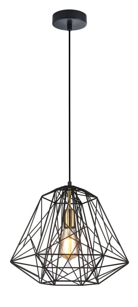 CLA PENDANT ES 72W BLK Iron Cage With Antique Brass OD395 x H350 | MARTE1