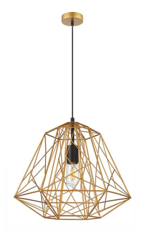 CLA PENDANT ES 72W Antique Brass Iron Cage With Blk OD395 X H350 | MARTE2